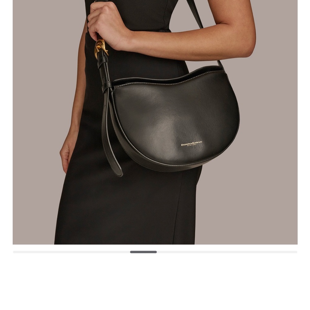 Donna Karan Valley Stream Leather Buckle Crossbody and Adjustable Strap
